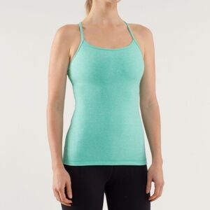 Lululemon Power Y Tank in Heathered Menthol (minty green)